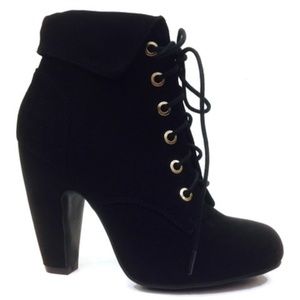 Black Mozza Lace-Up Bootie